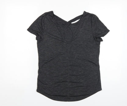 LA Gear Women's Black V-Neck Cropped T-Shirt Size 12
