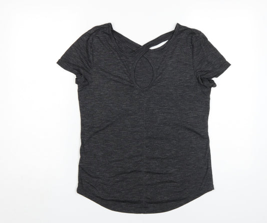 LA Gear Women's Black V-Neck Cropped T-Shirt Size 12