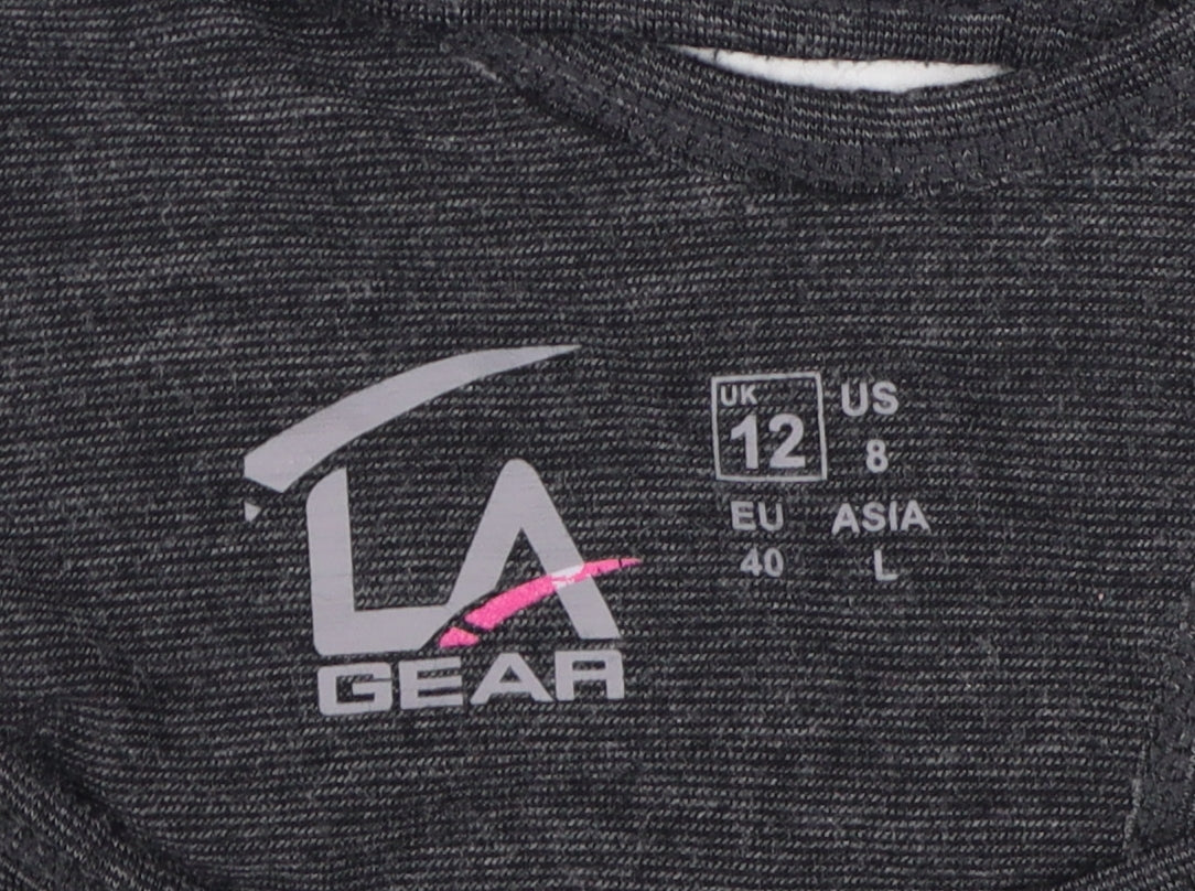 LA Gear Women's Black V-Neck Cropped T-Shirt Size 12