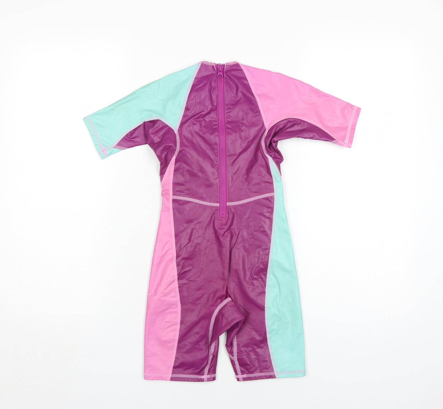 Decathlon Unisex Kids Rash Guard, Pink/Purple/Green, 6 Years