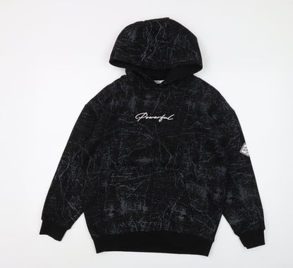 Threadboys Boys Black Graphic Print Pullover Hoodie, 11-12 Years