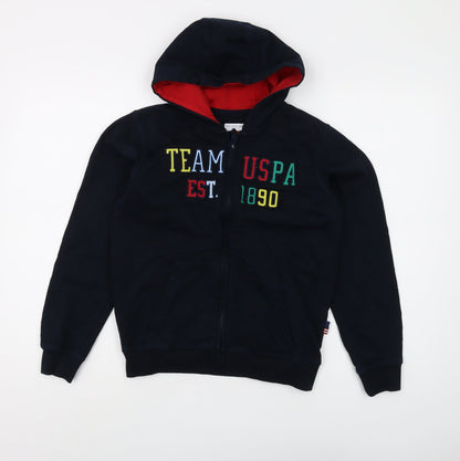 U.S. Polo Assn. Boys Black L Hoodie with Full Zip
