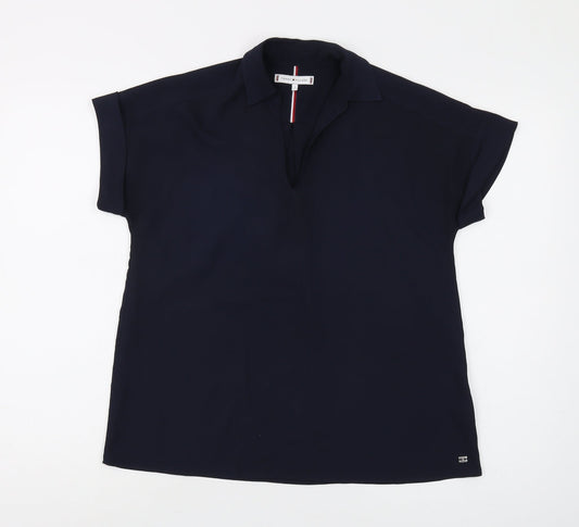 Womens UK Size 2 Tommy Hilfiger Blue Basic Blouse