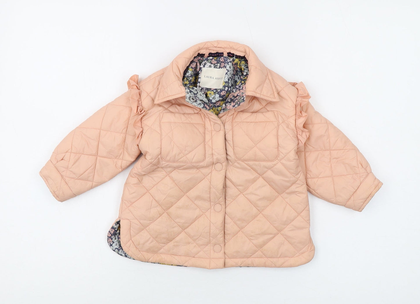 Laura Ashley Unisex Quilted Jacket, Pink, 12-18 Months, Lined