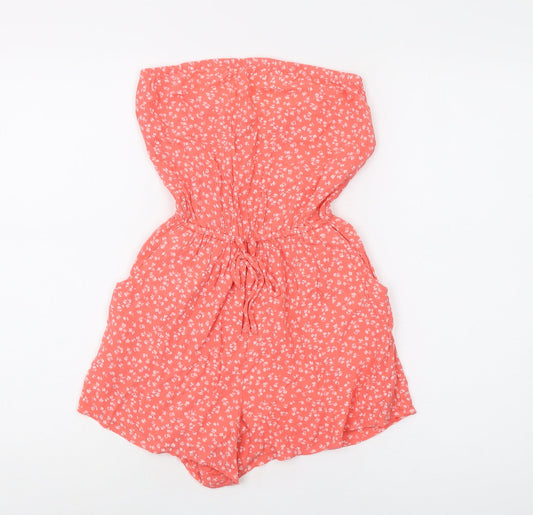 Hollister Women's Pink Floral Playsuit XS Summer Casual