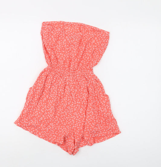 Hollister Women's Pink Floral Playsuit XS Summer Casual