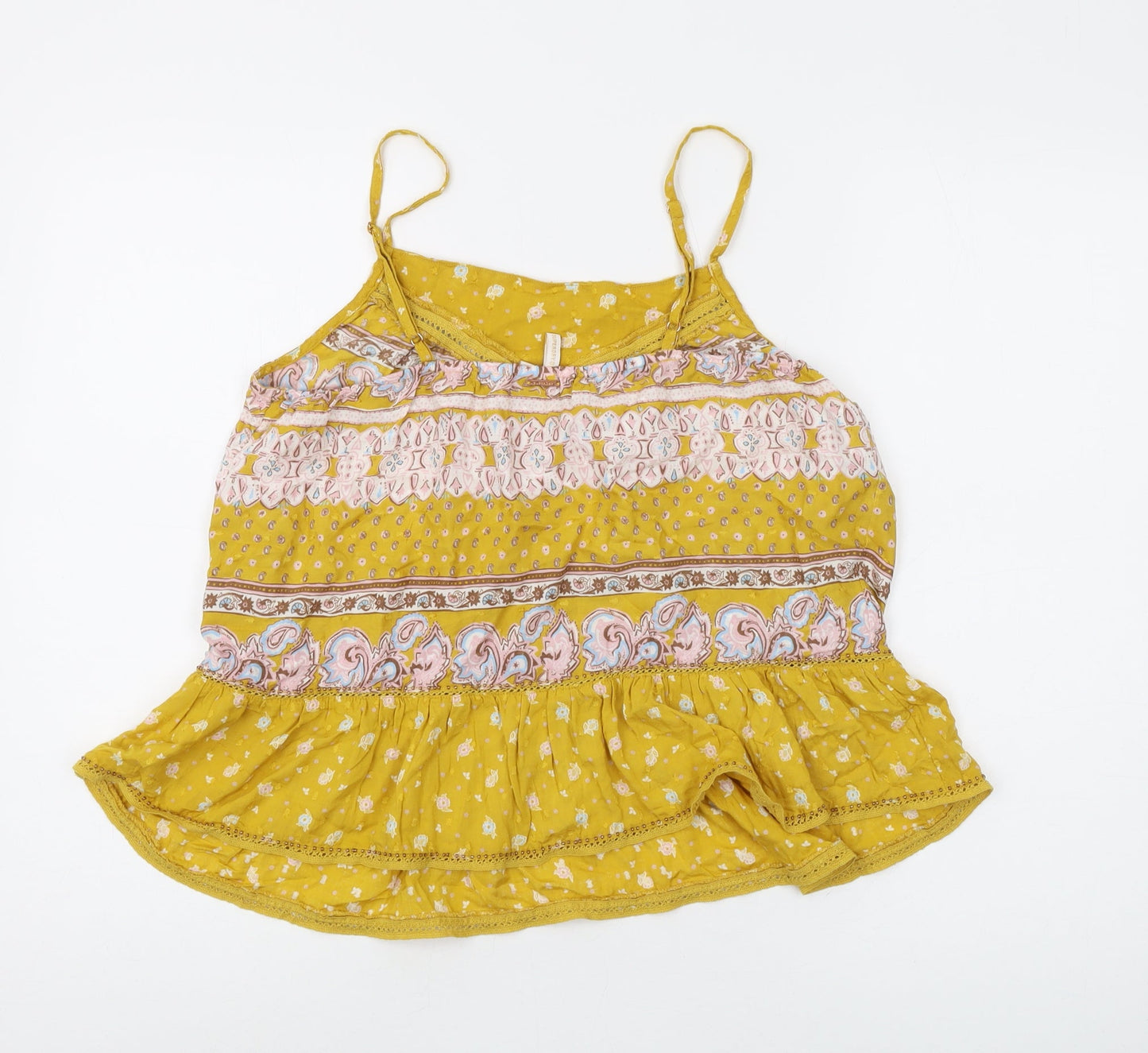 Womens UK Size 10 Superdry Yellow Camisole Blouse