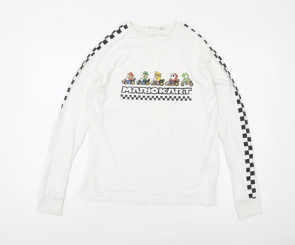 H&M Boys' White Graphic Long Sleeve T-Shirt 12-14Y