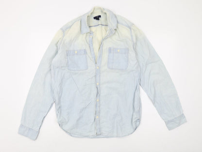 Gap Men's Blue Casual Button-Up Shirt M Long Sleeve