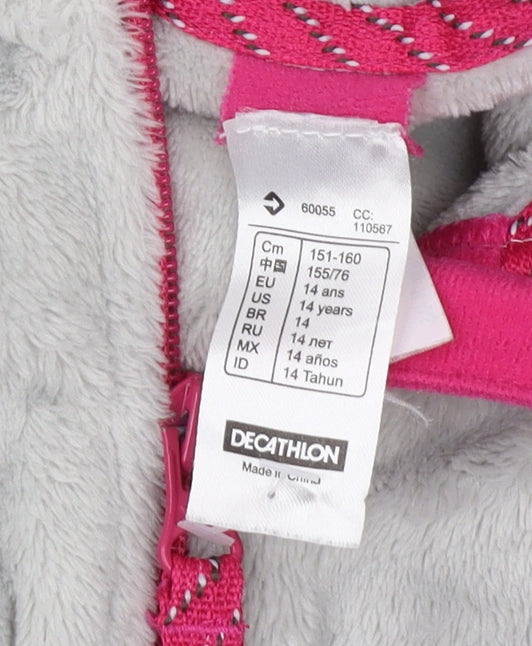 Decathlon Girls Grey Fleece Full Zip Hoodie 14 Years