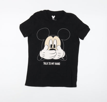 Womens UK Size XS Disney Black Basic T-Shirt