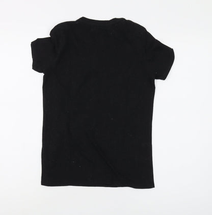 Womens UK Size XS Disney Black Basic T-Shirt