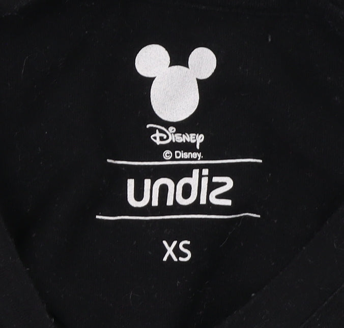 Womens UK Size XS Disney Black Basic T-Shirt