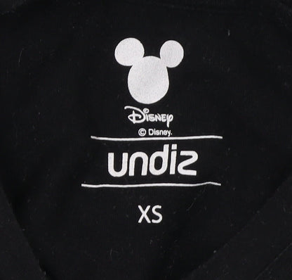 Womens UK Size XS Disney Black Basic T-Shirt