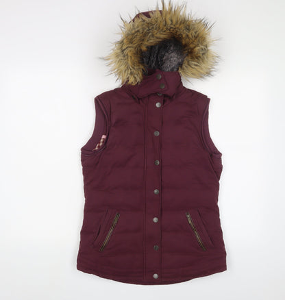 FatFace Women's Red Puffer Waistcoat, Size 8 Hooded
