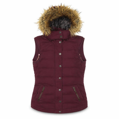 FatFace Women's Red Puffer Waistcoat, Size 8 Hooded