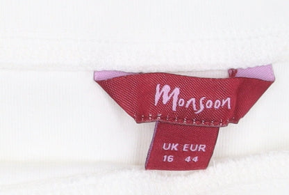 Womens UK Size 16 Monsoon White Basic Blouse