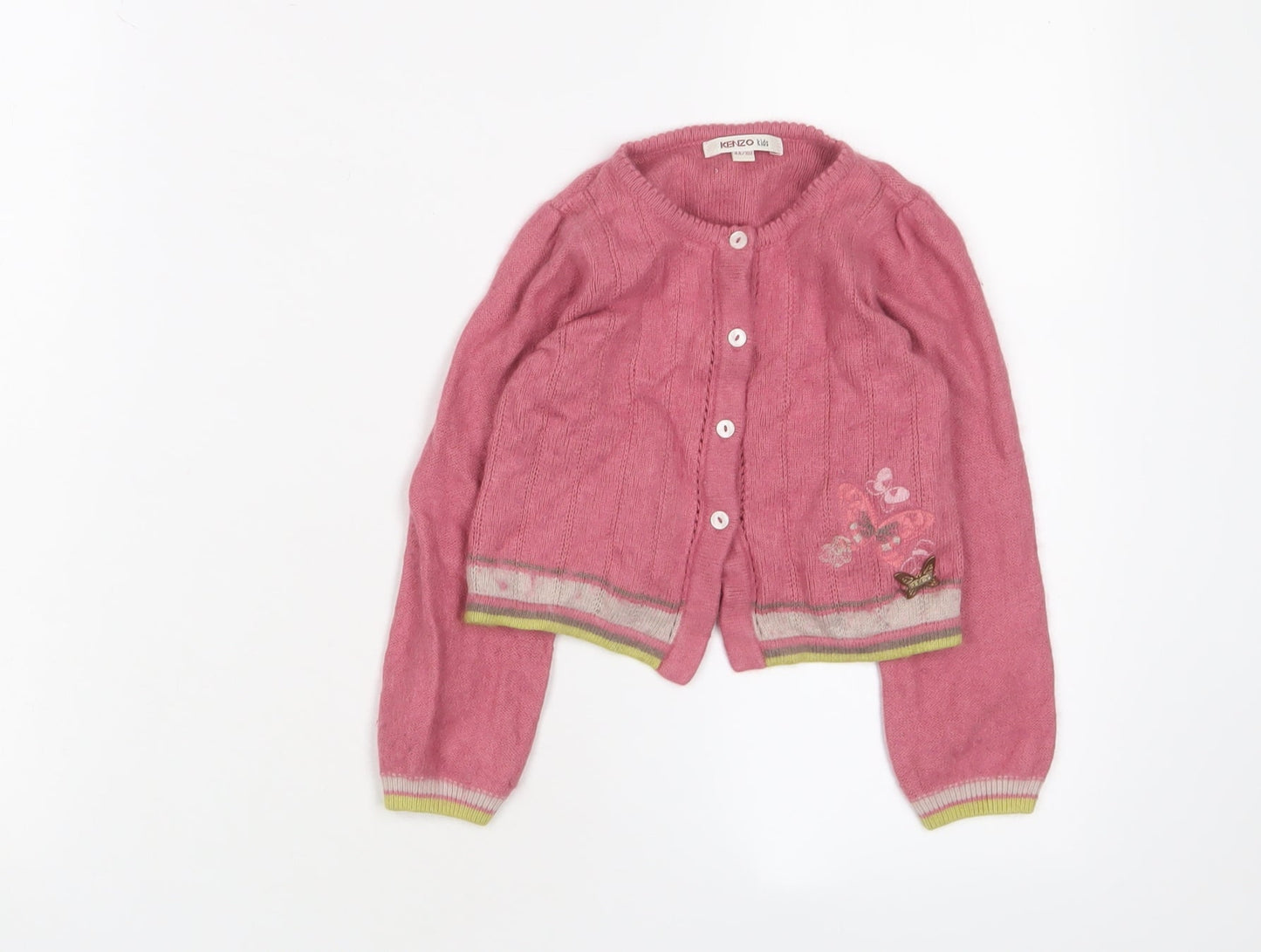 Kenzo Girls Pink Cardigan 4 Years, Cotton Blend, Embroidered