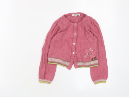 Kenzo Girls Pink Cardigan 4 Years, Cotton Blend, Embroidered