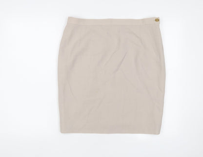 Jaeger Women's Beige Wool Pencil Skirt, Size 16
