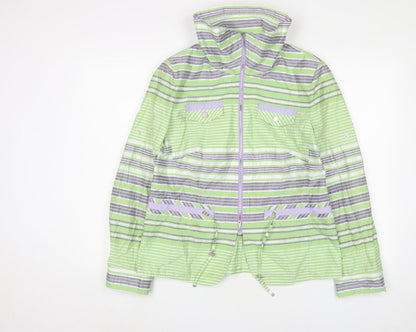 Biasler Women's Green Striped Windbreaker Jacket Size 12