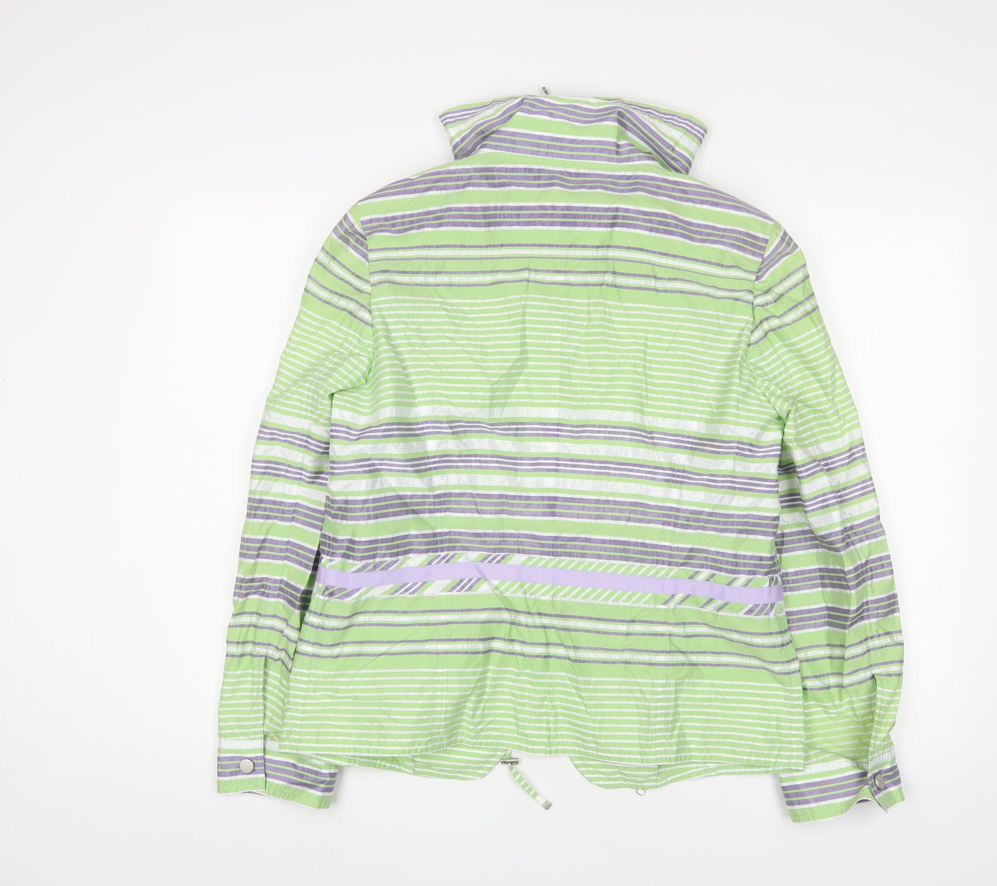 Biasler Women's Green Striped Windbreaker Jacket Size 12