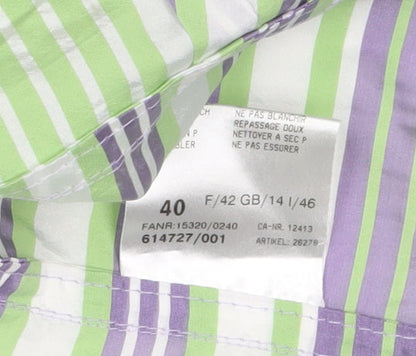 Biasler Women's Green Striped Windbreaker Jacket Size 12