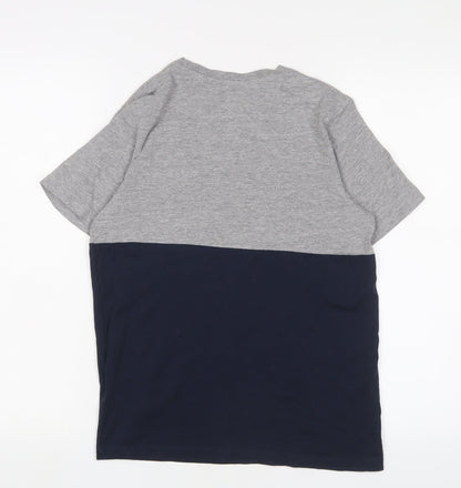 Jack & Jones Boys Grey Black Colourblock T-Shirt, Size 14 Years