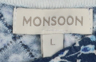 Womens UK Size L Monsoon Blue Pullover Jumper