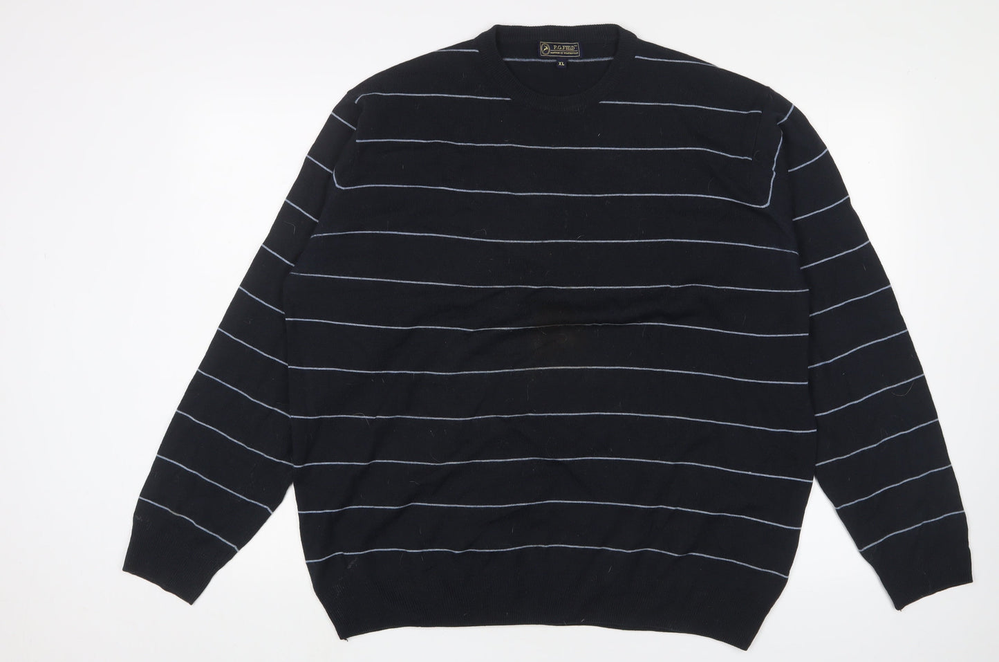 P.G. Field Men's Black Striped Pullover Jumper XL