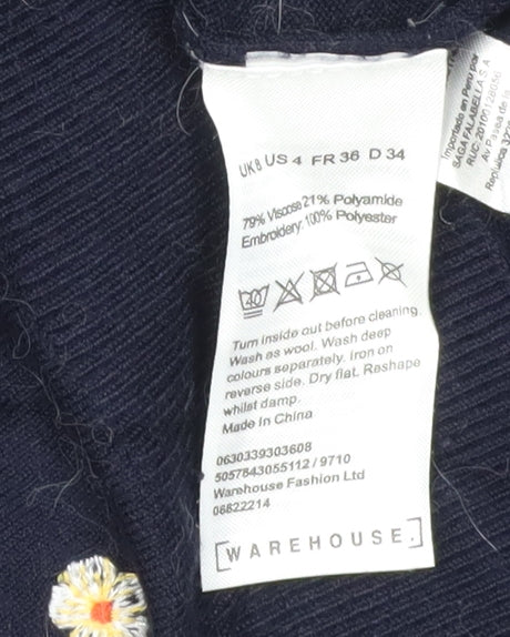 Womens UK Size 4 Warehouse Blue Pullover Jumper