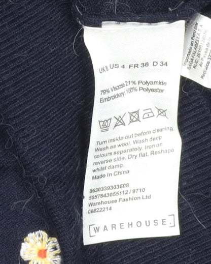 Womens UK Size 4 Warehouse Blue Pullover Jumper