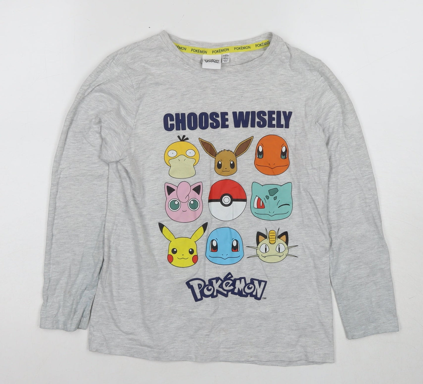 Pokemon Boys Grey Long Sleeve Pyjama Top 9-10 Years
