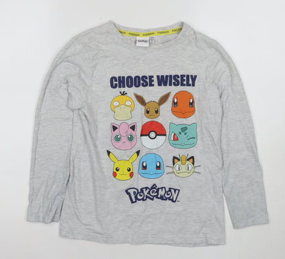 Pokemon Boys Grey Long Sleeve Pyjama Top 9-10 Years