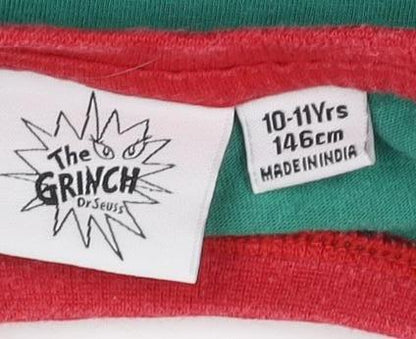 The Grinch Boys Green Christmas T-Shirt, Size 10-11, Long Sleeve