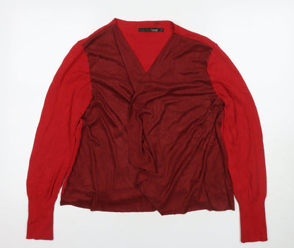 Trend Red Wrap Jumper for Women in One Size
