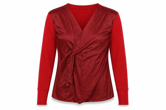 Trend Red Wrap Jumper for Women in One Size