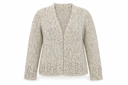 Country Casuals Women's Beige V-Neck Silk Blend Cardigan, Size S