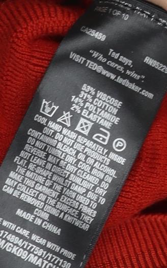 Ted Baker Men's Red Pullover Jumper Size 10