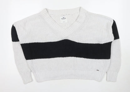 Womens UK Size L Hollister White Pullover Jumper
