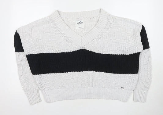 Womens UK Size L Hollister White Pullover Jumper