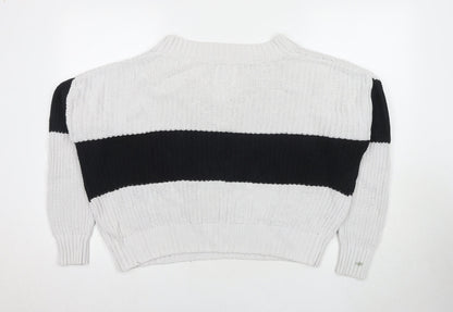 Womens UK Size L Hollister White Pullover Jumper