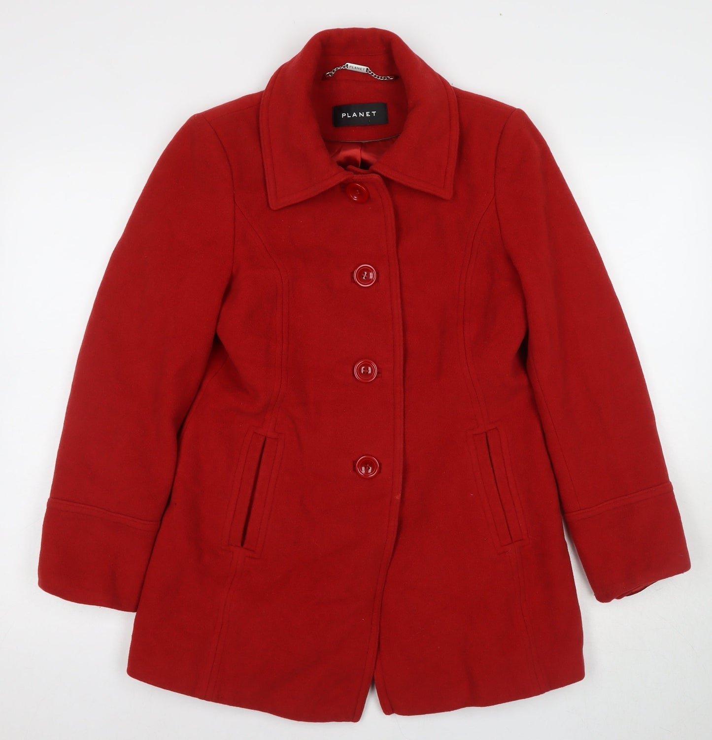 Womens UK Size 8 Planet Red Overcoat