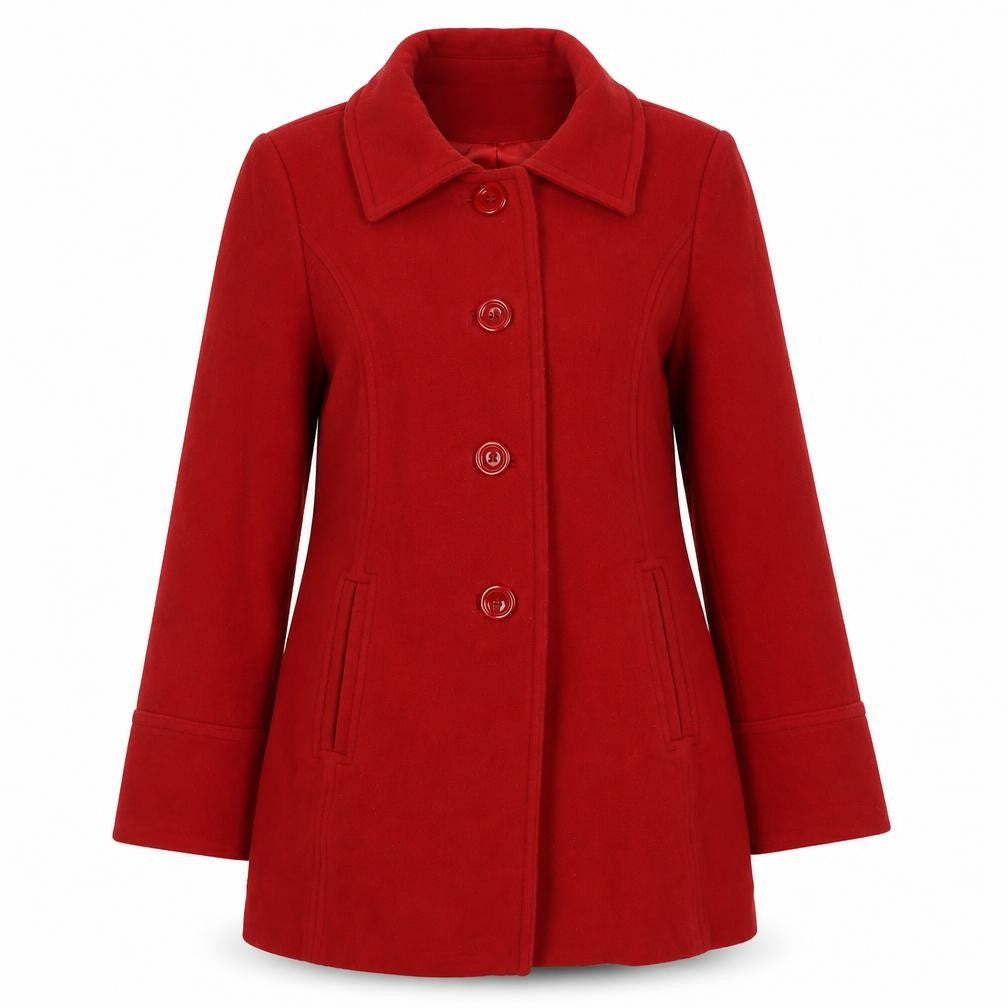 Womens UK Size 8 Planet Red Overcoat