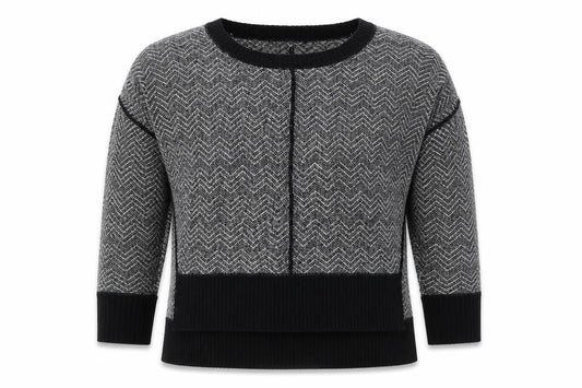 Front view of French Connection Women's Black Geometric Knit Jumper S