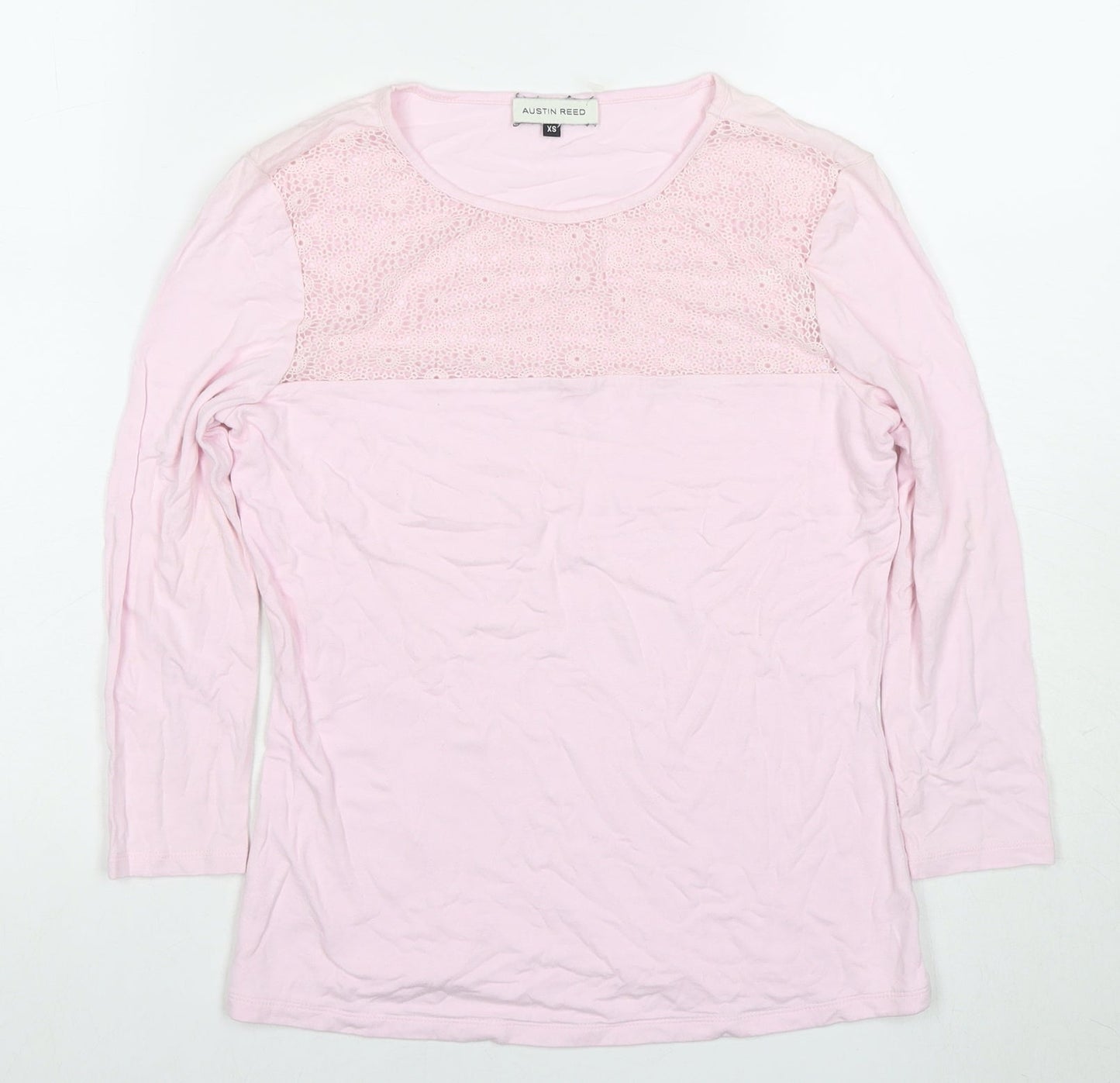 Austin Reed Pink Long Sleeve Women's Crochet Detail Top XS