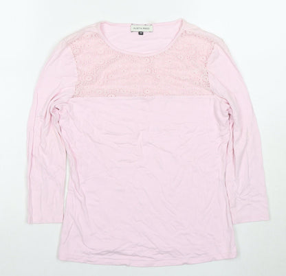 Austin Reed Pink Long Sleeve Women's Crochet Detail Top XS