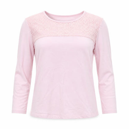 Austin Reed Pink Long Sleeve Women's Crochet Detail Top XS