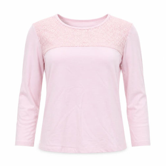 Austin Reed Pink Long Sleeve Women's Crochet Detail Top XS