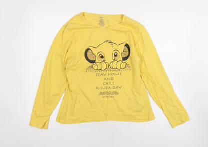 Womens UK Size 10-12 Disney Yellow Basic T-Shirt